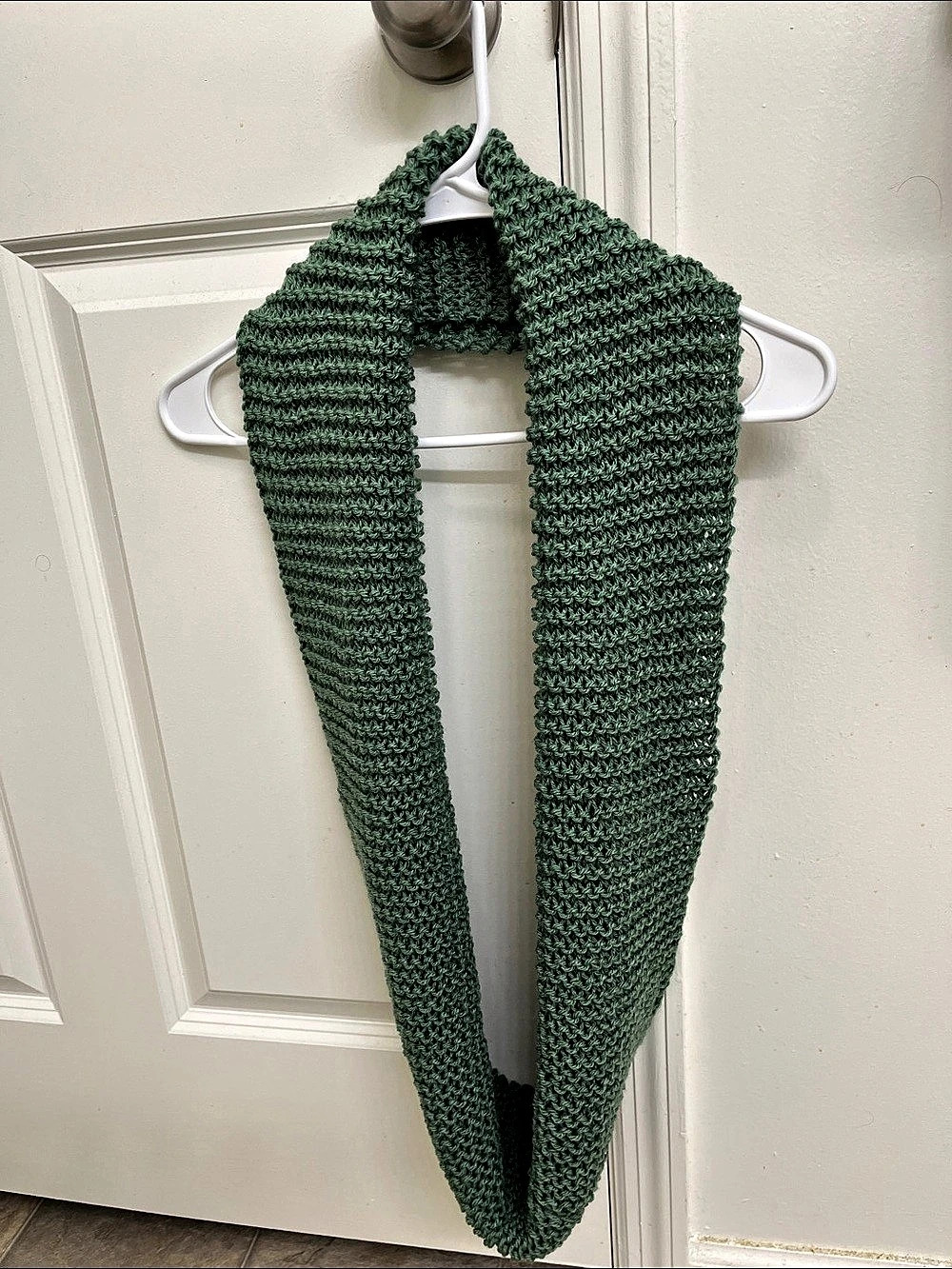 Sage Green Knit Infinity Scarf Extra Large Handmade